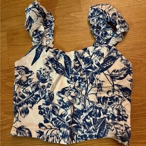 Abercrombie & Fitch Cotton Cropped Bubble Sleeve Tank